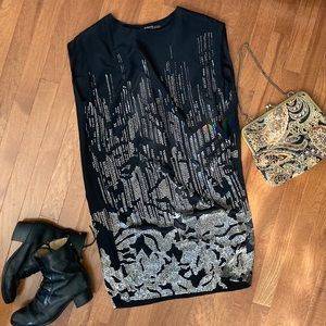 All Saints Beaded Shift Dress - Hand Embellished